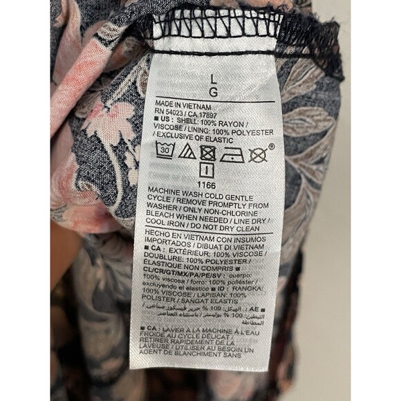 Old Navy Women’s Large Black Floral Midi Dress Square Neck Puff Sleeve Leg Slit - Picture 9 of 12